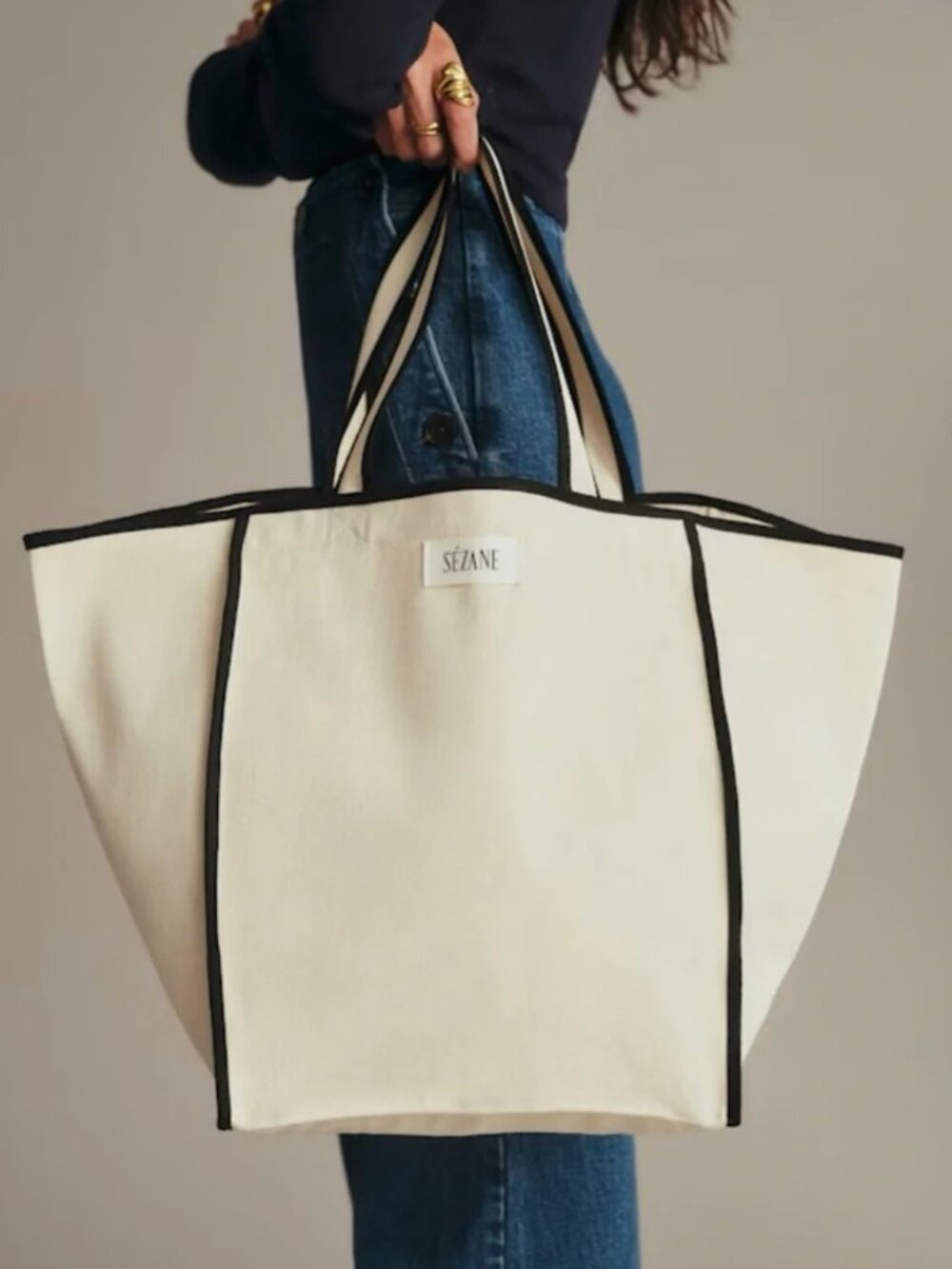 Sezane Rebrand Canvas Tote Bag